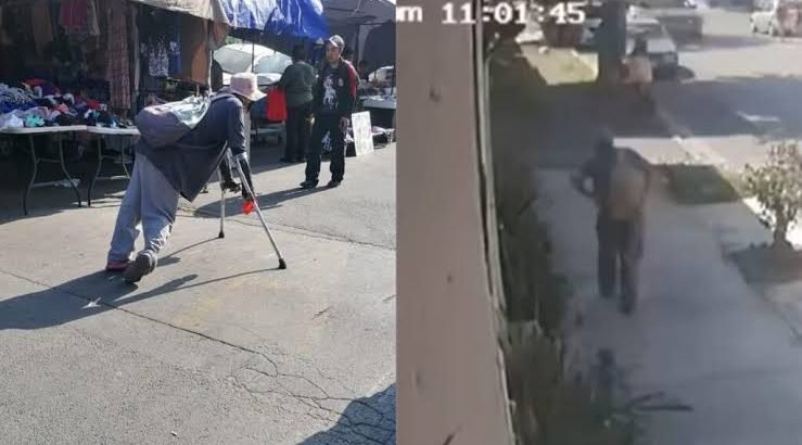Exhiben a hombre que finge discapacidad y pide dinero en mercados de Monterrey