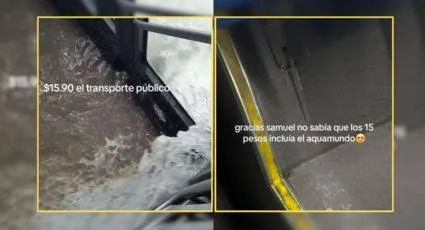 Usuarios muestran inundaciones en transporte público de Monterrey por lluvias