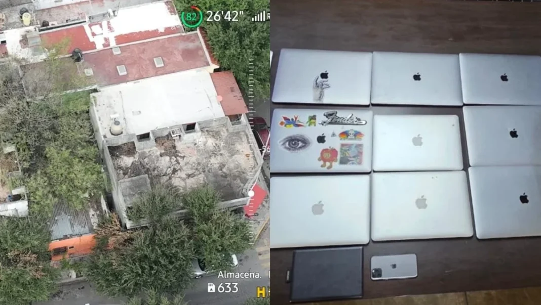 Recuperan 12 computadoras robadas en Monterrey mediante rastreo satelital y uso de dron
