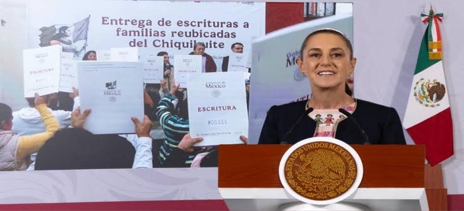 Sheinbaum entrega escrituras a 354 familias reubicadas del Chiquihuite “Un compromiso cumplido”