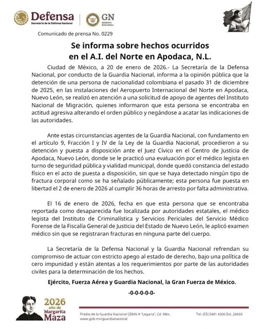 Tras acusaciones de académico colombiano, Defensa niega agresión de Guardia Nacional