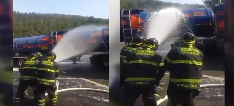 Bomberos atienden fuga de combustible sobre la México-Toluca