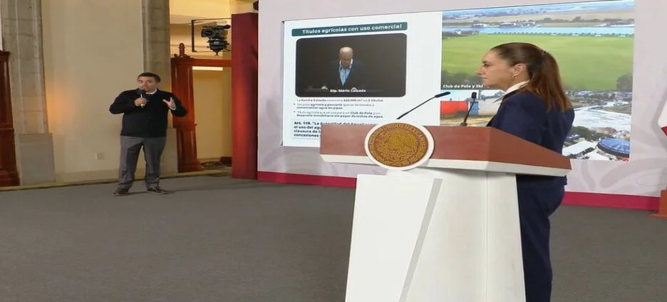 La presidenta Sheinbaum denuncia la venta ilegal de agua por familia Calzada en Querétaro