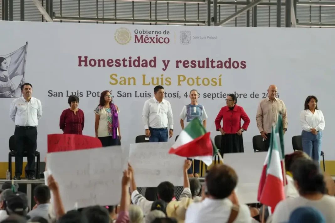 Sheinbaum pide respeto tras rechiflas a gobernadores durante gira por SLP y Aguascalientes